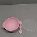 Bumkins Silicone Baby Bowl Feeding Set With Suction for Toddler, Includes Spoon and Lid, First Feeding Set, Essential for Led Weaning, 4 Months+, Pink