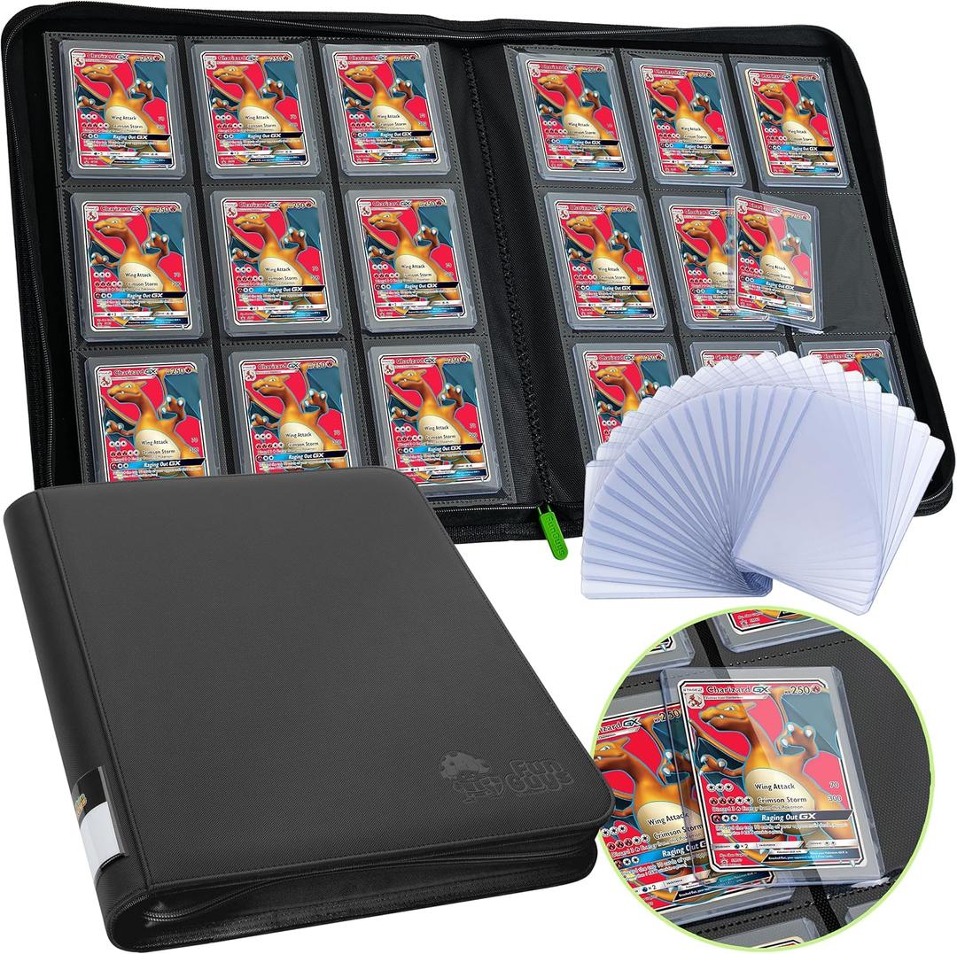 FunGuys Toploader Binder, Trading Card Binder Storage, 252 9 Pocket Top Loader Binder, Collection Album for Yugioh, MTG, TCG, Card Folders for Trading Cards (Black)