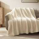 SLEEP ZONE Throw Blankets for Couch, Waffle Weave Blanket Soft Cozy Lightweight Warm Decorative Knit Throw Blankets for Bed, Sofa, Living Room (50x60in, Light Beige)