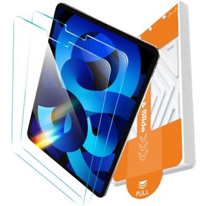 EZ-GLAZ-2 Pack for iPad Air 5th 4th Generation 10.9 inch & iPad Pro 11 inch (4th 3rd 2nd 1st Gen) Screen Protector, 9H+ Hardness 12FT Military Grade Shatterproof Long Durable Tempered Glass Film with Flawless Fit Box,Scratch Resistant (HD Clear)