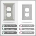 Metal Wall Plate for Electrical Outlets, Decorative Brushed Nickel Switch Plates Outlet Cover, Light Switch Cover Plate, 1-Gang Wall Plates (Duplex Outlet, 6 Pack)
