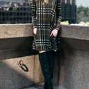 MIROL Women's Long Sleeve Plaid Color Block Casual Swing Loose Fit Tunic Dress (1-olive)