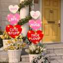 Menkxi 6 Pcs Valentine Yard Sign with Light Heart Garden Stakes Outdoor Lawn Decor Heart Stake for Valentine's Day Party Anniversary Outdoor Pathway Walkway Yard Decorations (Bright)