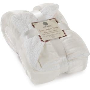 Genteele Sherpa Throw Blanket Super Soft Reversible Ultra Luxurious Plush Blanket, 60 x 70 inches, Ivory/White