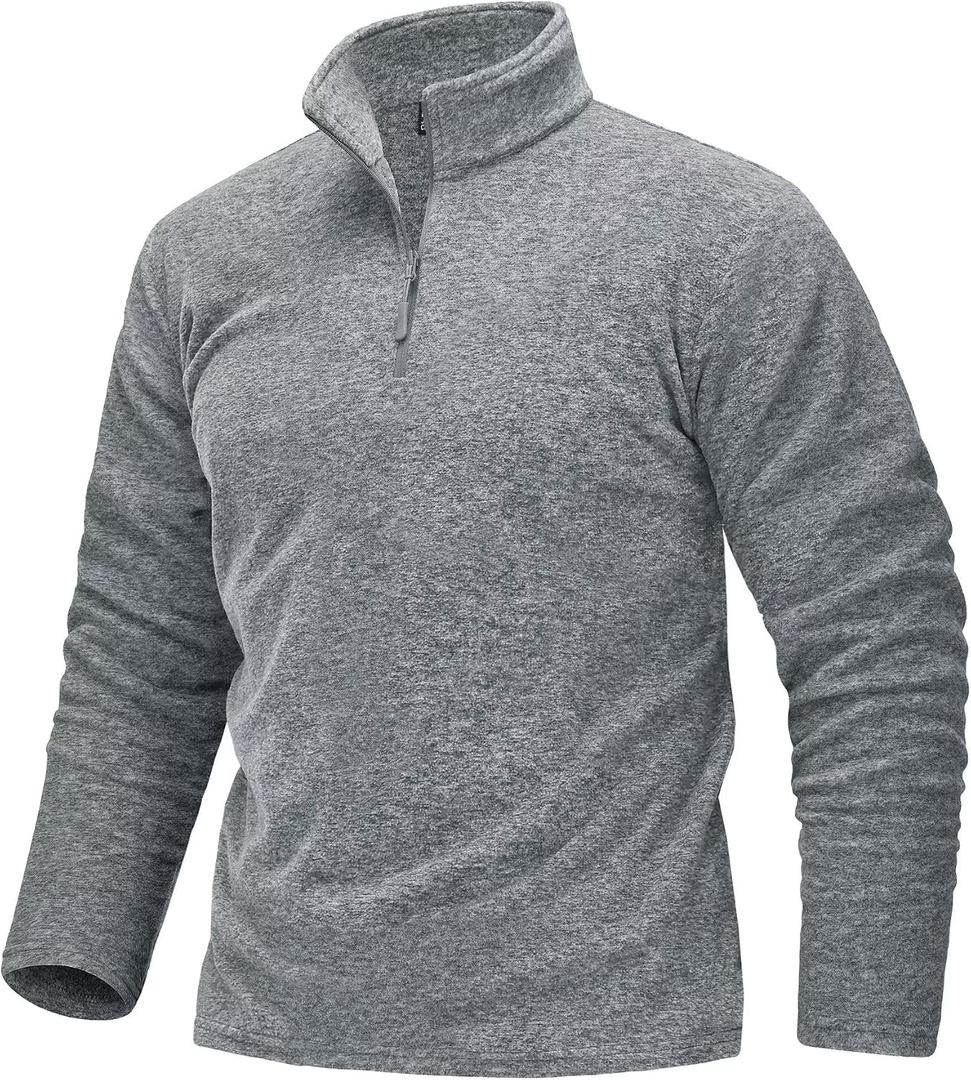TACVASEN Mens Quarter Zip Sweatshirt Long Sleeve Pullover 1/4 Zip Up Golf Shirt for Men Winter Fleece Lined Thermal Sweater (Gray, XXXL)