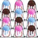 Sunnymove 30 Pcs Ice Cream Drip Baseball Drawstring Bags Ice Cream Party Supplies Baseball Drip Gifts Bags Candy Treat Sackpack Goodie Favors for Sport Teams Birthday Theme Party Decorations
