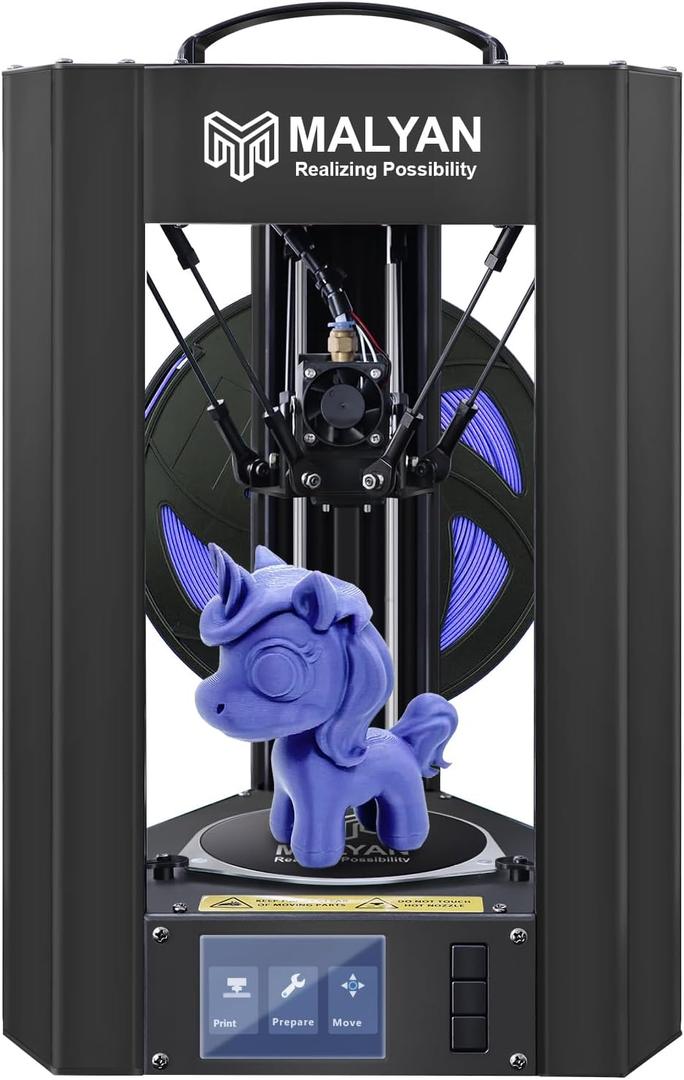 MALYAN Mini Delta 3D Printer M300 - Fully Assembled FDM 3D Printers for Kids and Beginners, Free Sample PLA Filament and MicroSD Card Preloaded with Printable 3D Models, Printing Size 110x110 mm
