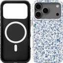 Compatible with iPhone 17 Pro Case [Compatible with MagSafe] -[8 ft Drop Protection] 2 in 1 Shockproof Protective Slim Soft TPU Cover Phone Case 6.3" (Blue Floral, iPhone 17 Pro 6.3") 
Blue Floral