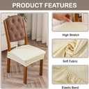 Genina Waterproof Seat Covers for Chairs,Set of 4 Dining Room Chair Seat Covers for Kitchen,Stretch Jacquard Removable Washable Dining Chair Slipcovers Protectors,No Rear Covers, Beige
