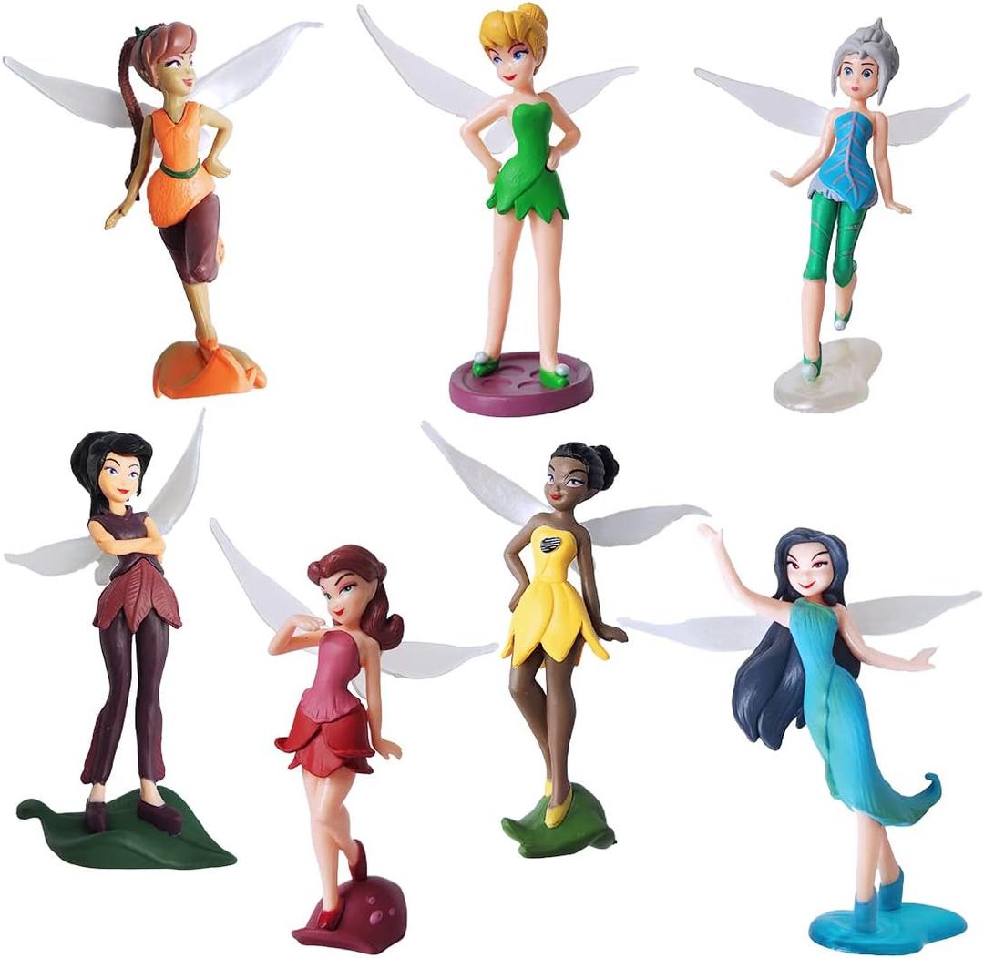 Grostmend Tinkerbell Party Decorations Mini Fairy Figurines Fairies for Fairy Garden Accessories Tinkerbell Cake Topper Miniature Figurines Decor Doll Birthday Gifts for Girls