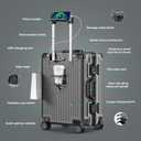 20 Inch Carry On Luggage, Zipperless Aluminum Frame PC Hardside Suitcase with Cup Holder & Charger, Airline Approved TSA Lock & 360 Spinner Wheels for Business Weekend Trip