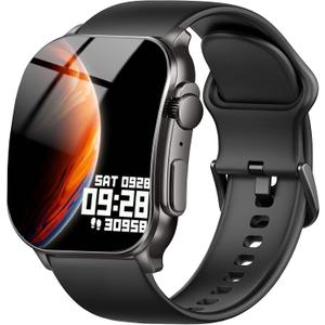 Smart Watch, 2.01" AMOLED Curved Display Fitness Tracker with Answer/Make Calls, Fitness Watch with Fitness and Sleep Trackers, Heart Rate Monitor, Always-On Display, Water Resistant, for Android iOS