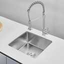 23 inch Undermount Kitchen Sink, 23x16 Inch Single Bowl Kitchen Sinks Undermount, 18 Gauge Stainless Steel 9 Inch Deep Sink Handmade Kitchen Sink, Brushed Nickel, D23"xW16"xH9"
