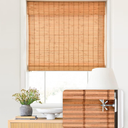 LazBlinds No Tools No Drill Cordless Bamboo Roman Shades, Light Filtering Window Treatment, Roll Up Bamboo Blinds for Window 20'' W x 64'' H, Wood