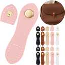 10 PCS Leather Snap Buckles, Mixed Colors, 3.6x1in, Durable PU Leather, Metal Snap Button Closure, Sew On Purse Closure Fasteners for DIY backpacks Bags Wallets Jackets Notebook Purse Crafts