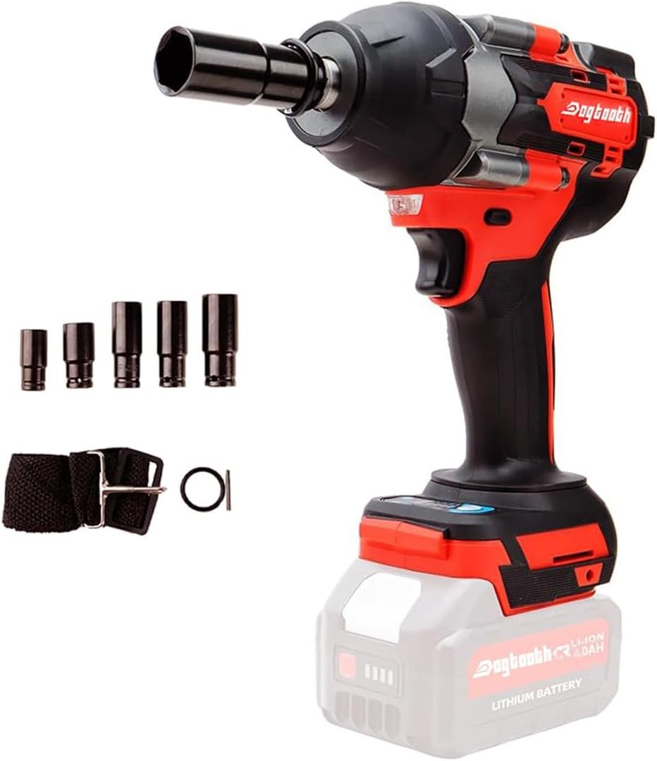 Dogtooth 20V Cordless Impact Wrench 1/2'', High Torque Maximum 850 NM, Brushless Motor, 3 Variable Speeds Max 3200RPM, Compatible with Makita 18V Battery, NO Battery (Tool Only)