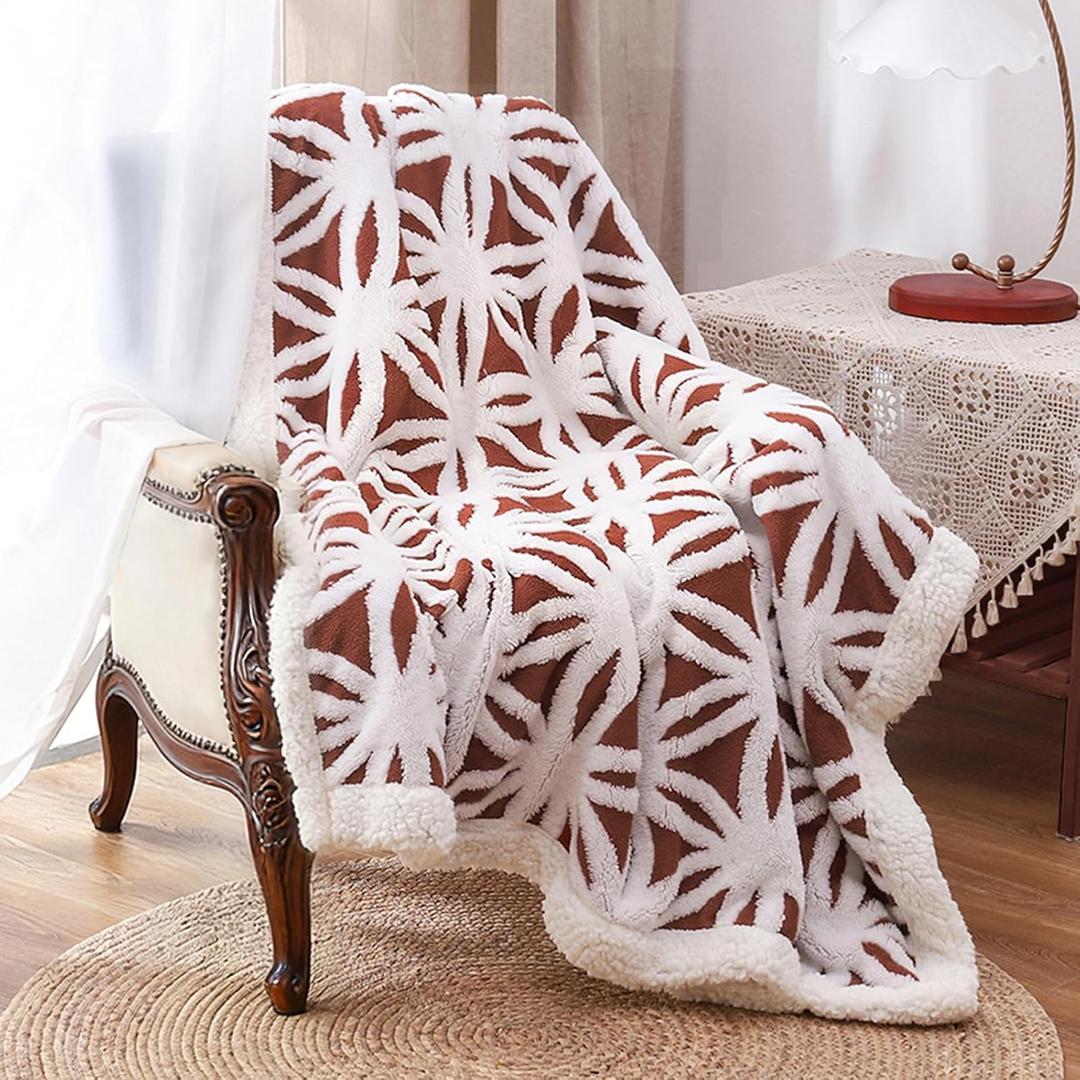 LOMAO Sherpa Fleece Blanket for Mom Cozy Soft Throw Blanket for Women Men Easter Gifts Dual Sided Couch Sofa Bed Blanket (Brown, 51"x63")