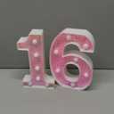 Pooqla 16th Birthday Decorations for Girls, Pink Light Up Numbers for Sweet 16th Birthday, Gift for Girls Party Table Decoration Backdrop Wall Decor for Wedding Anniversary Decor (Warm White)