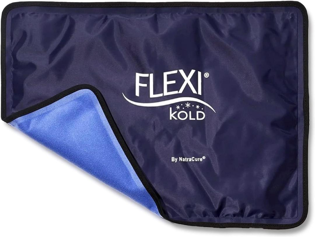 FlexiKold Reusable Gel Large Ice Pack with Straps Cold Compress Gel Cold Pack for Injuries Flexible Medical Ice Wrap for Back, Shoulders, Legs, Knees, Sciatica, Muscle Pain Standard