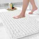 Yimobra Large Bathroom Rugs Non Slip Washable 36x24 Inch - Ultra Soft Absorbent Chenille Bath Mat, Quick Dry Shaggy Floor Carpet for Tub Shower, White Home Decor Accessories