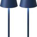 KDG 2 Pack Cordless Table Lamp,Portable LED Desk Lamp, 4000mAh Battery Operated, 3 Color Stepless Dimming Up, for Restaurant/Bedroom/Bars/Outdoor Party/Camping/Coffee Shop Night Light(Blue)