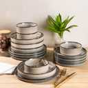 GBHOME Ceramic Dinnerware Sets for 4, 12 Pieces Stoneware Plates and Bowls Sets, Reactive Glaze Dishes -Scratch Resistant, Dishwasher&Microwave Safe