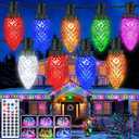 iBaycon RGB C9 Christmas Lights, 65FT 100LED Color Changing String Lights, Connectable Remote Control Waterproof Outdoor, C9 String Light for Xmas Tree House Eaves Roof Christmas Holiday Decor