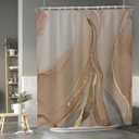 Baocicoo Brown Gold Marble Shower Curtain Set Golden Cracked Lines Modern Shower Curtains for Bathroom Living Room Decor Polyester Durable Waterproof Curtain for Bathroom with Hooks 72x84 Inches (72W x 84H(Extra Height))