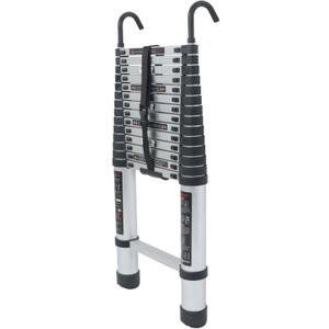 Telescoping Extension Ladder 14.5 FT, Folding Telescopic Aluminum Ladders with Hooks, Lightweight Collapsible Ladder Step for RV Roof Attic Home, 330 LB Capacity