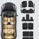 Floor Mats & Cargo Liner for GMC Acadia 2024 2025 2026 (Only 7 Seats) All Weather TPE Set, Door Sill Protectors, 2nd-Row Seat Back Protectors & 3rd Row Backrest Mat Black Accessories