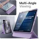 JETech Magnetic Detachable Case for iPad Air 13-Inch M3/M2 (2025/2024) with Pencil Holder, Removable Rotating Clear Cover, Portrait/Landscape Stand with Raised Screen View (Purple)