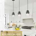 Black Pendant Lights Kitchen Island, Dual Shade Hanging Lights Fixtures with Metal and Clear Glass, Modern Kitchen Pendant Lighting Over Island for Dining Room, AD-24022-1P-BK
