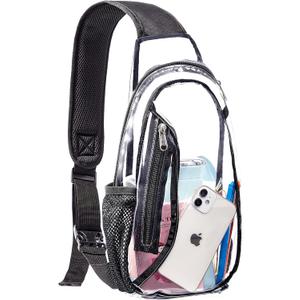 gdbis Clear Sling Bag, Stadium Approved PVC Crossbody Backpack, Clear Casual Chest Daypack for Hiking, Stadium or Concerts