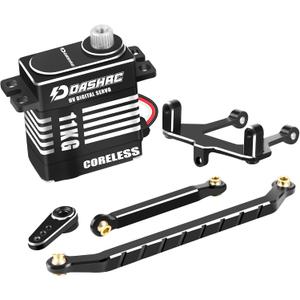 RC 11KG Digital Servo, High-Torque Metal Gear Coreless Motor Set for 1/18 RC Crawler Redcat Ascent-18 Upgrades Parts, Servo Mount Horn Steering Links Incuded (Black)