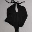 REORIA Butsmooth® Women's Trendy Sexy Criss Cross Halter Neck Sleeveless Thong Bodysuits Xl