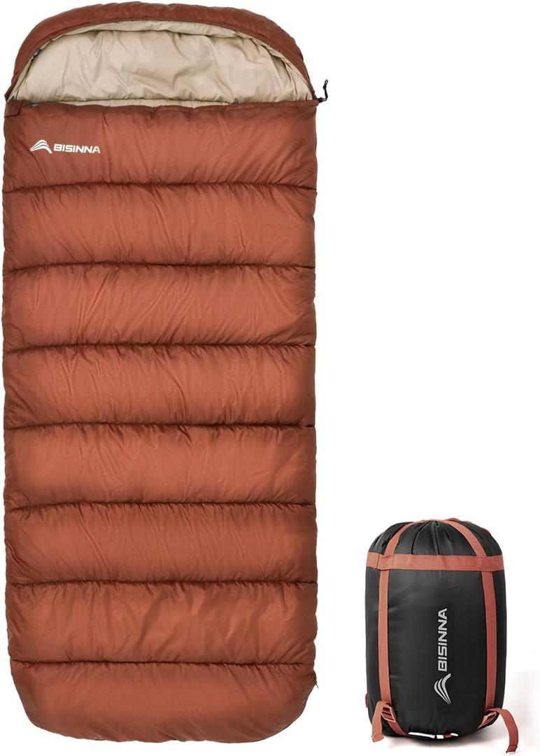 BISINNA XXL Sleeping Bag(90.55"x39.37") for Big and Tall Adults,3-4 Seasons Plus Size Warm and Comfortable Waterproof Lightweight Sleeping Bag Great for Camping Backpacking Hiking Indoor & Outdoor (2.5kg Left Zip 4 Season, Red)