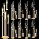 Tandefio 8 Sets Acrylic Candelabra Centerpieces 42.5" Tall Clear Candle Holders Pillar Taper Candlestick with Lampshades 5 Arm Floor Candelabra Stand for Wedding Christmas Ceremony Dinner Party