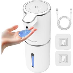 Automatic Liquid Soap Dispenser Touchless, USB Rechargeable Hand Soap Dispenser, 4 Adjustable Volume Levels, IPX5 Waterproof, 12.8oz/380ml Wall Mounted for Bathroom Kitchen Countertop, White (Pack of 2)