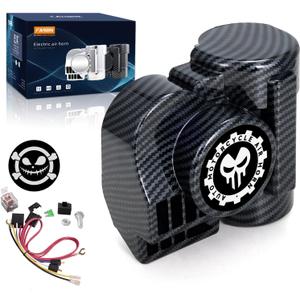 FARBIN Train Horns for Car Motorcycle Truck Air Horn with Horn Cover for Motorcycle 12V Train Sound Car Horns Kit 150DB Super Loud Horn for Motorbike Truck Boat Pickup (12V,Black Shell)