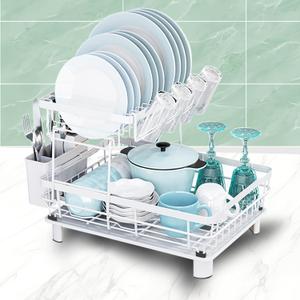 GAXmi Dish Drying Rack Over The Sink Drainer with Drainboard Utensil Holder Cup Holder, 2-Tier White GAXmi Dish Drying Rack Over The Sink Drainer with Drainboard Utensil Holder Cup Holder, 2-Tier White