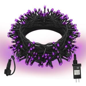Extra Long 132FT Halloween Mini Lights, 400 LED Black Wire Fairy Starry String Lights Plug in, Timer & Memory & 8 Modes, for Indoor Outdoor Xmas Tree Wedding Party Decoration,Purple