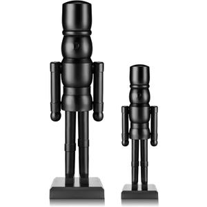 2 Pack Christmas Wooden Nutcracker Traditional Christmas Decorations Nutcracker Figure Statue for Xmas Festive Holiday Tabletop Home Decor(Black,12 Inch,8 Inch)