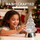 Christmas Snow Globe, Water Glitters LED Lighted Snow Globes Christmas Tree Tabletop Decor - Silver