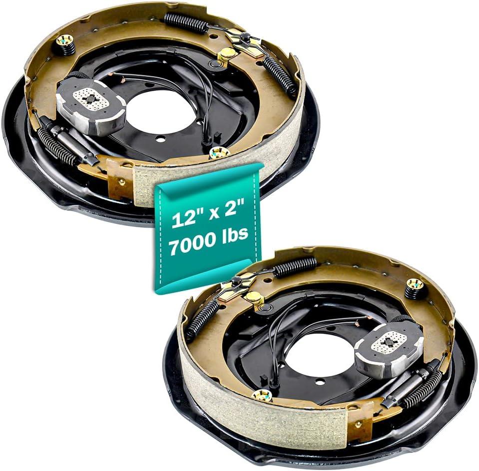 Electric Trailer Brake Assembly 12" x 2" fits 7000 lbs Axle Trailers,Electric and Hydraulic Brake for One Pair- 23-108-00/23-181-00 Trailer Brakes
