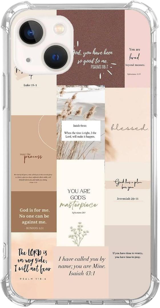 God Verses Collage Phone Case Compatible with iPhone 15 Plus, Aesthetics God Quotation Collage Teen Girl Boy Silicone Shockproof TPU Bumper Case for iPhone 15 Plus