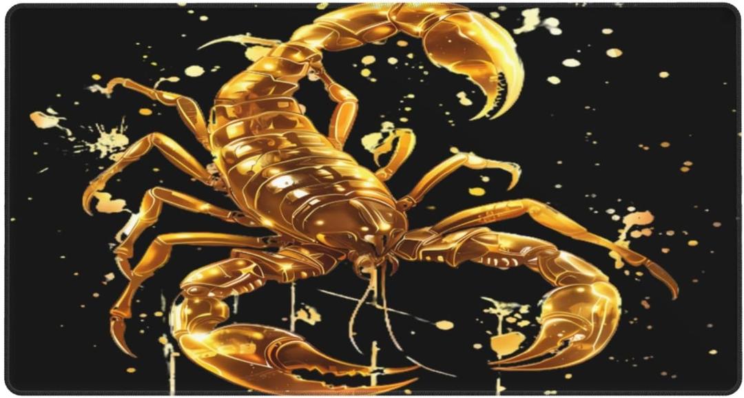 Golden Cool Scorpio Large Mouse Pad 16"X29.5", Large Desktop Pad for Keyboards and Mice, Suitable for Home Or Office Use