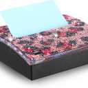 Barydat Rhinestone Self Stick Note Dispenser 4 x 4 Inches Pop up Note Pad Holders with Leopard Print Top Sticky Memo Holder for Office Home Classroom Desk Supplies