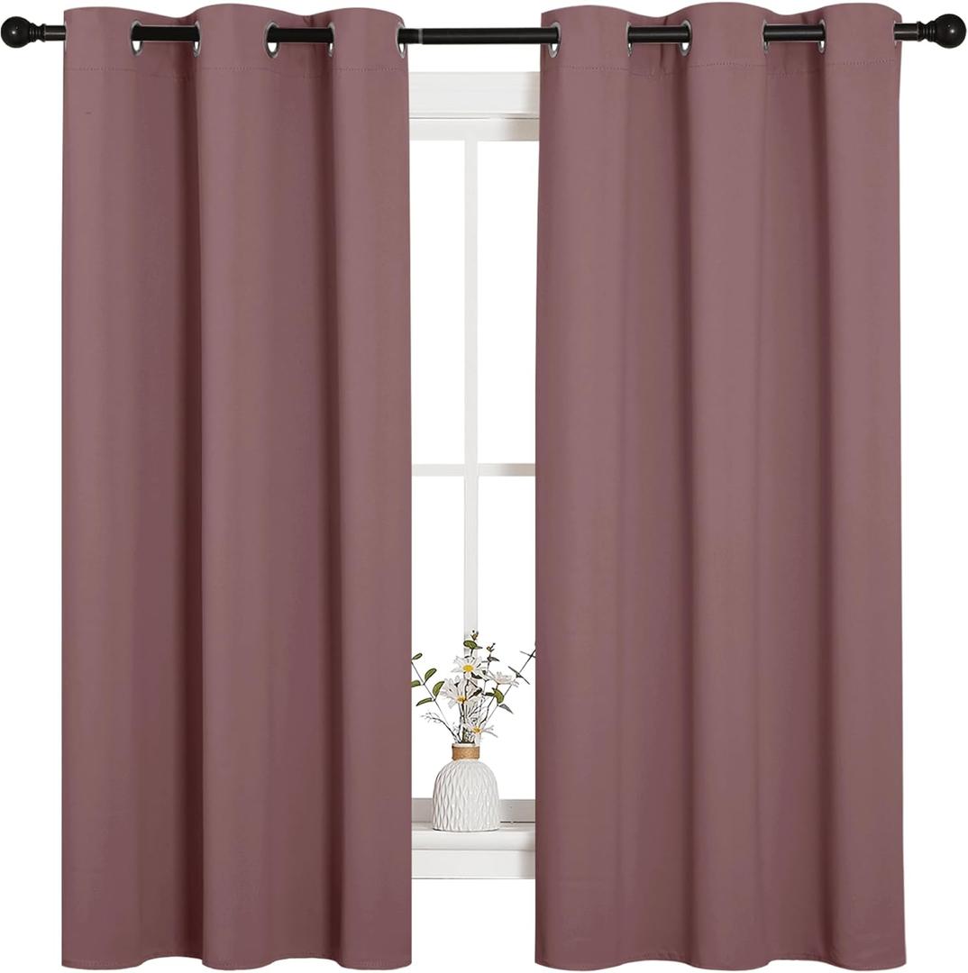 NICETOWN Room Darkening Curtains Drapes for Daughter's Bedroom, Window Treatment Thermal Insulated Grommet for Living Room (Dusty Bean Paste, 2 Panels, 42 by 63)