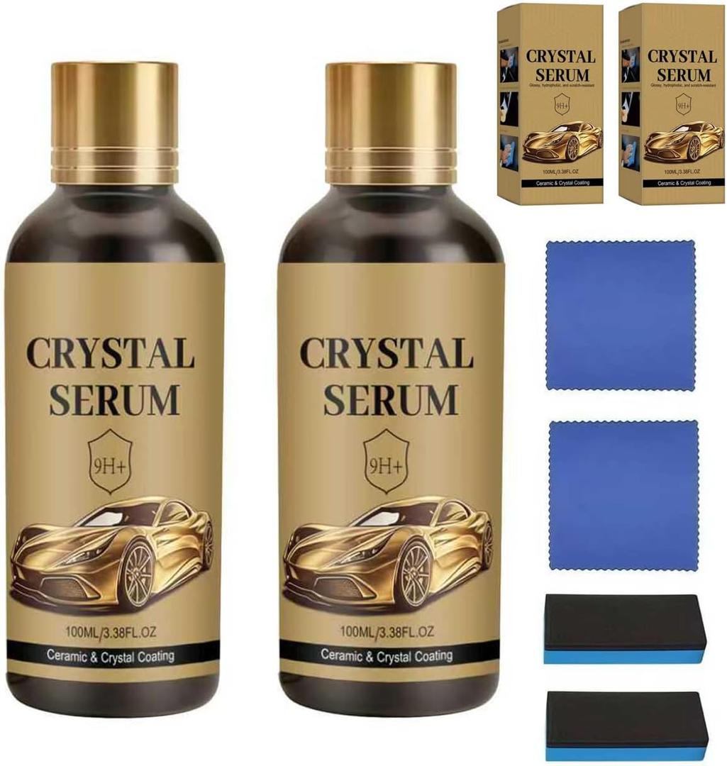 2PCS PTZ Crystal Serum Advanced Graphene Ceramic Coating for Cars, 9H Hardness, Super Hydrophobic Anti-Scratch UV Protection for Vehicle Exterior (1pc*100ML)