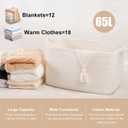65L Cotton Rope Large Blanket Basket (19.7"x15.7"x11.8") for Living Room, Kids Room & Laundry, Storage Basket with Handle for Organizing Blankets, Pillows, Clothes & Toys, White